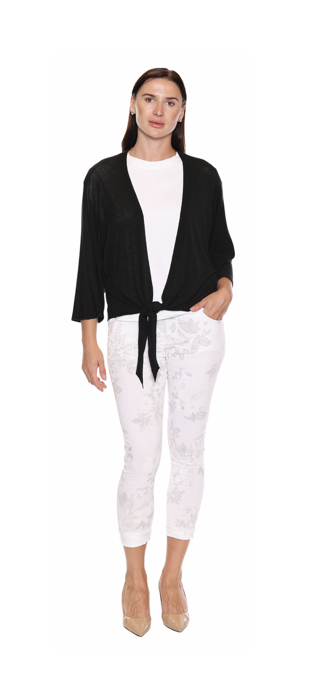 Sorella Black Knit Tie Front Cardigan