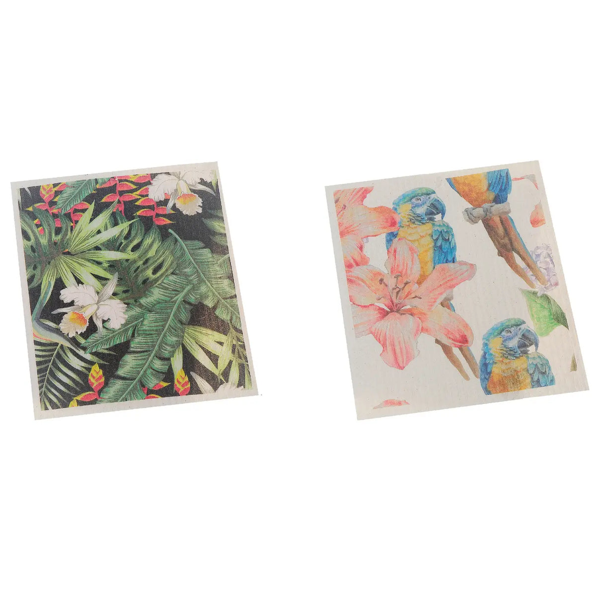 Swedish Dish Cloth Set of 2 Tropical Parrot Assorted