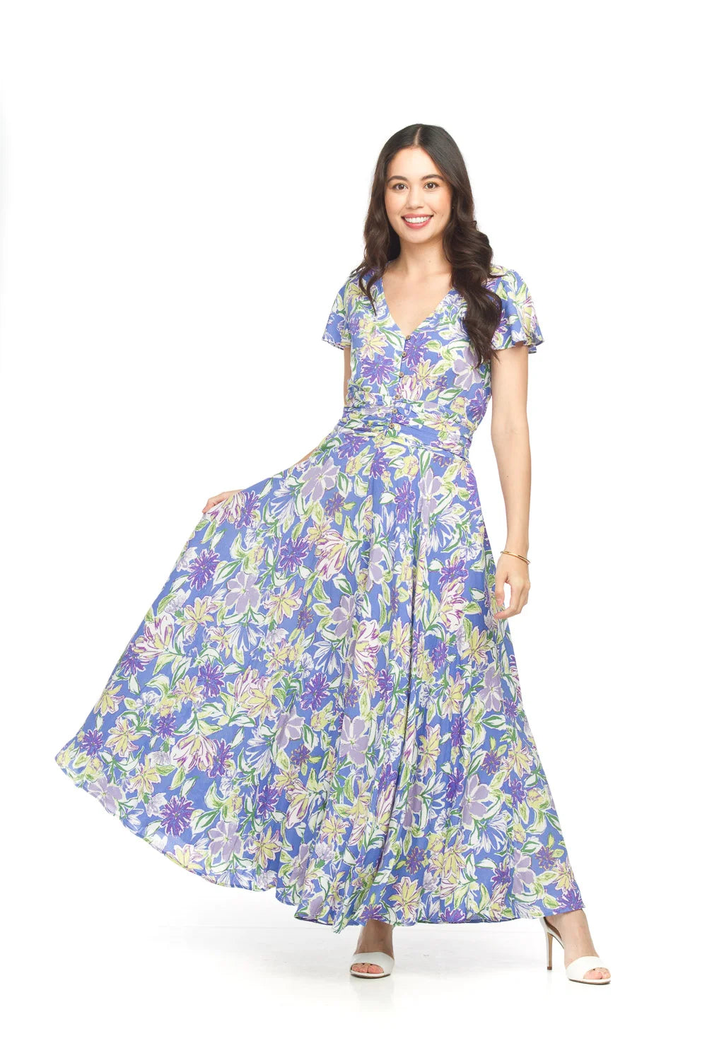 Papillon PD18613 Purple Floral Maxi Dress