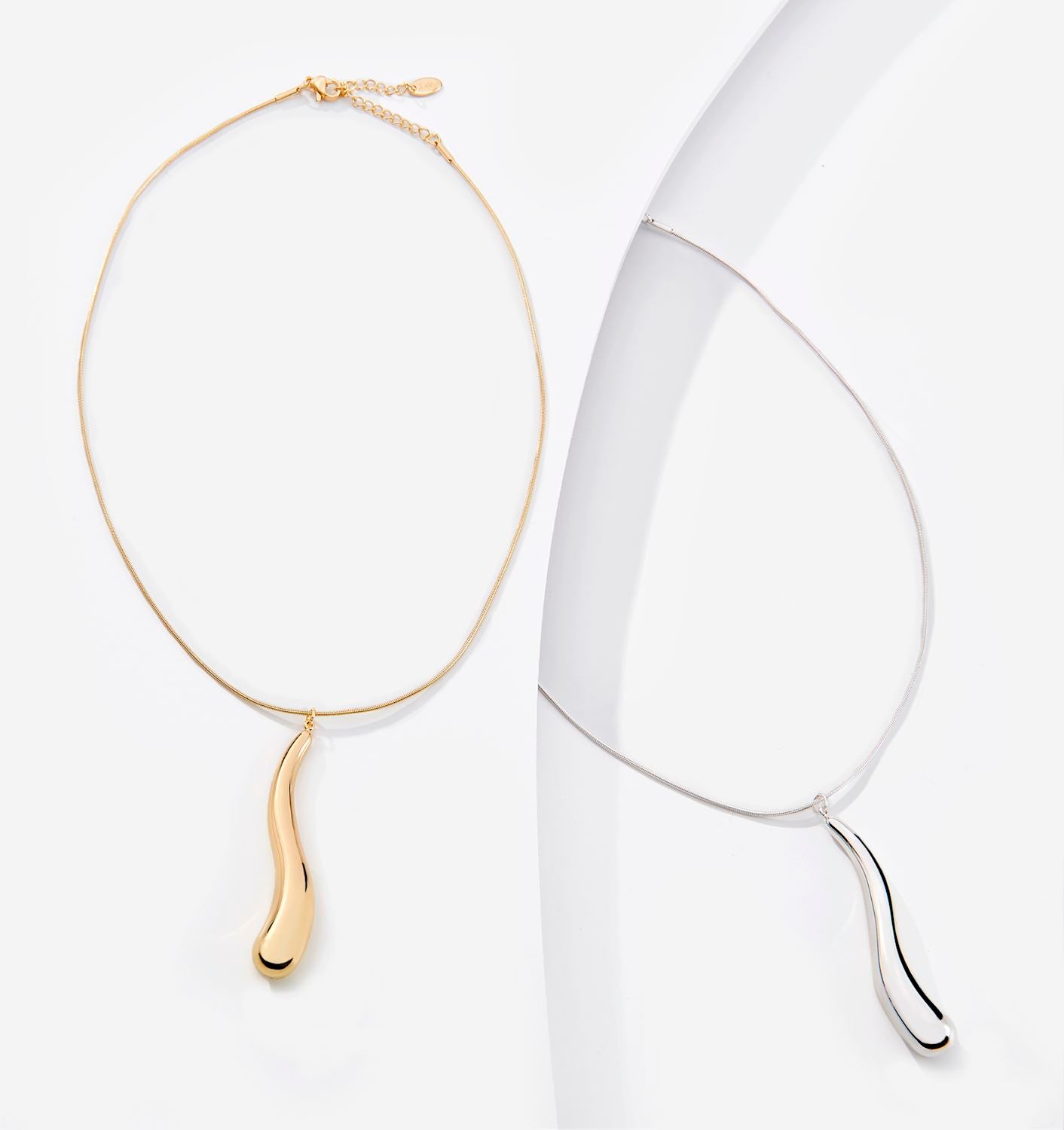 Gold or Silver Water Drop Pendant Necklace