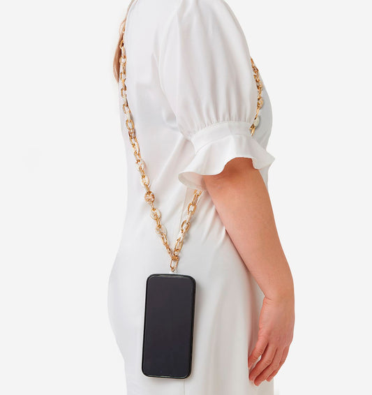 Beige Chain Design Phone Lanyard