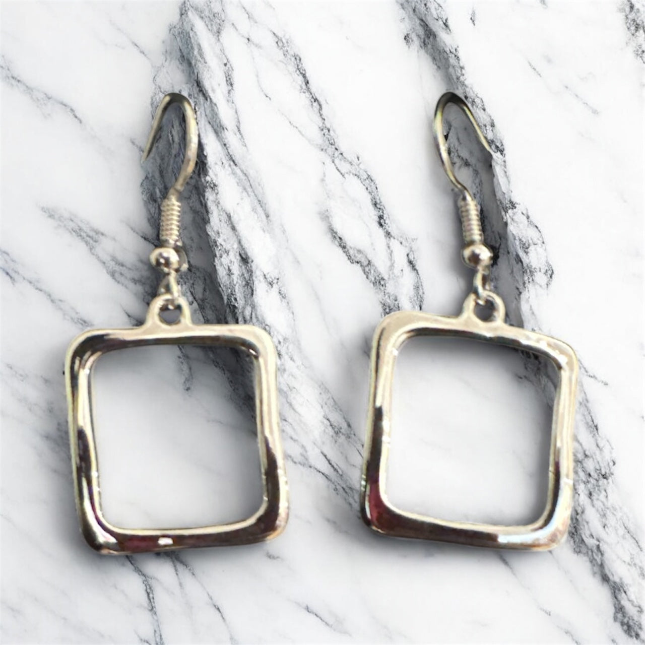 Square Silver Earrings