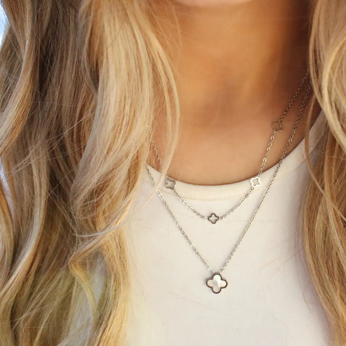 Genevieve Double Necklace In Silver