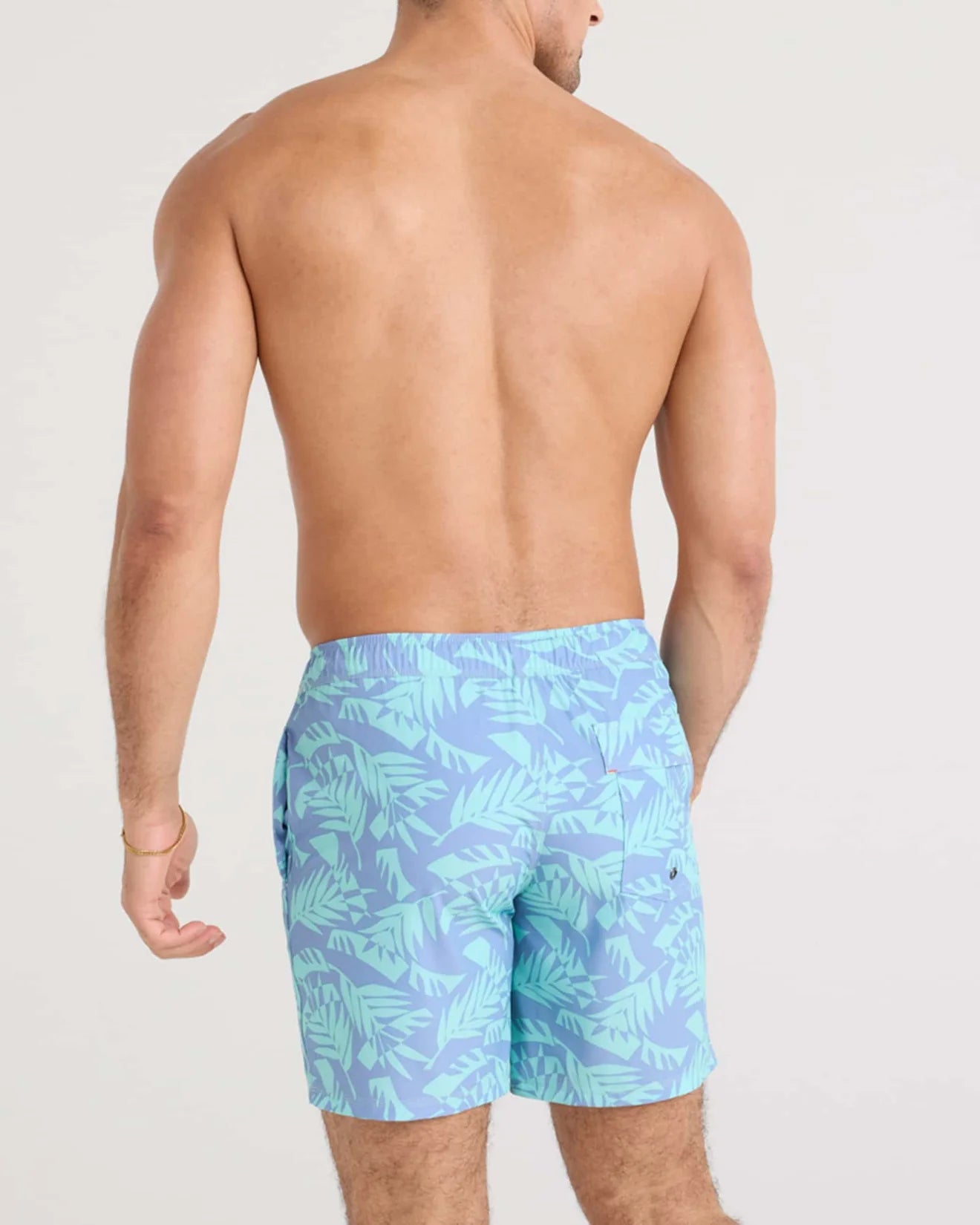 SAXX Oh Buoy 2N1 Stretch Swim Volley 7" with liner in Palm Frond -Tidal Blue