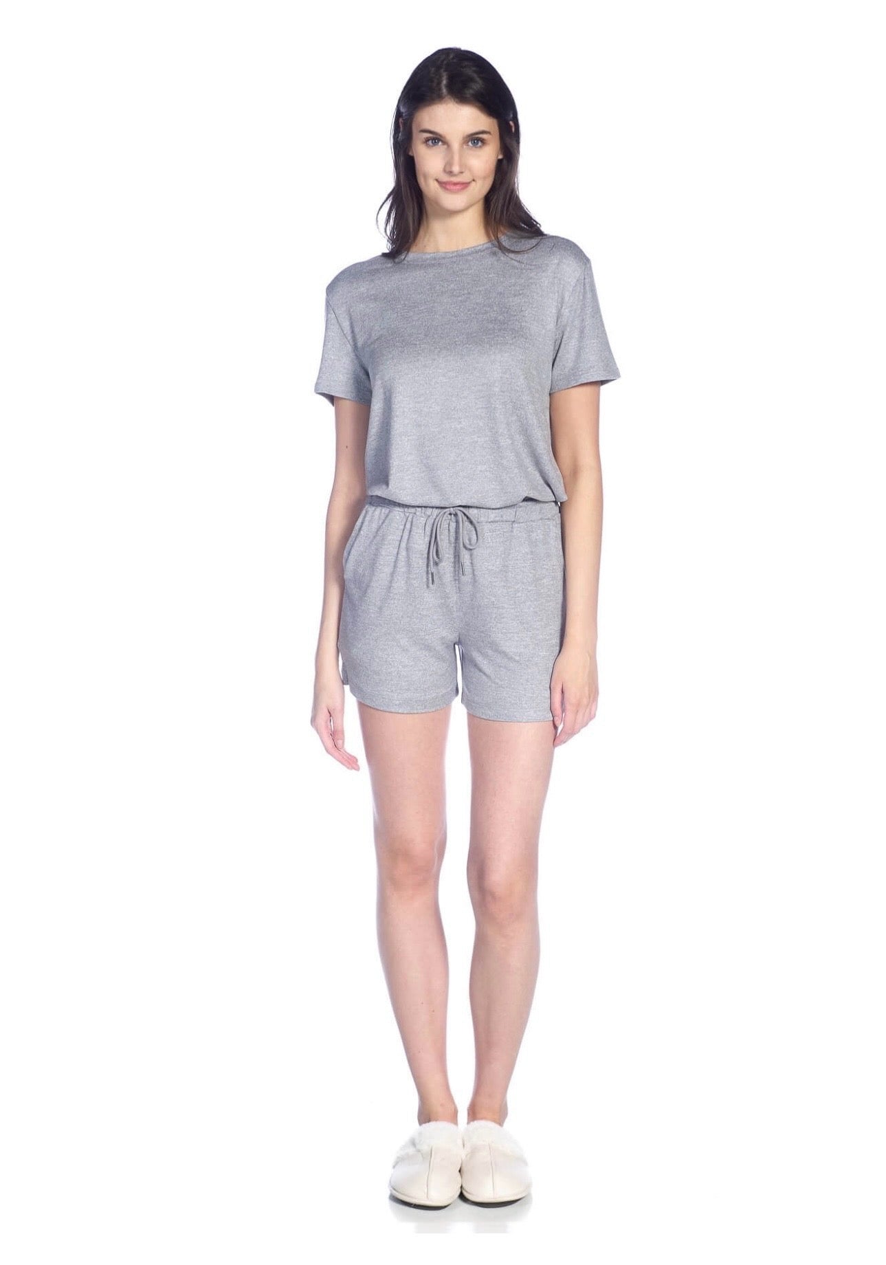Grey T-Shirt and Short Lounge Set