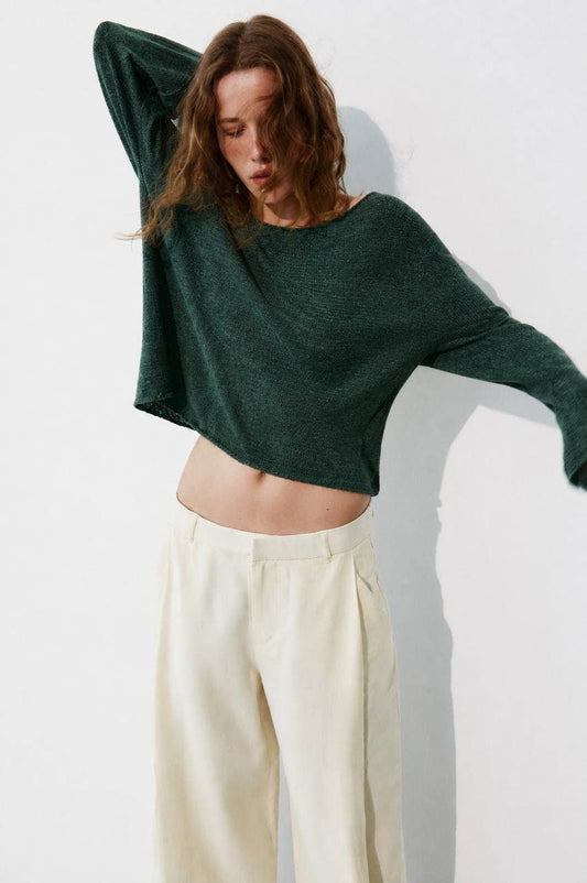 Lightweight Knit Boatneck Fall Sweater: Rust