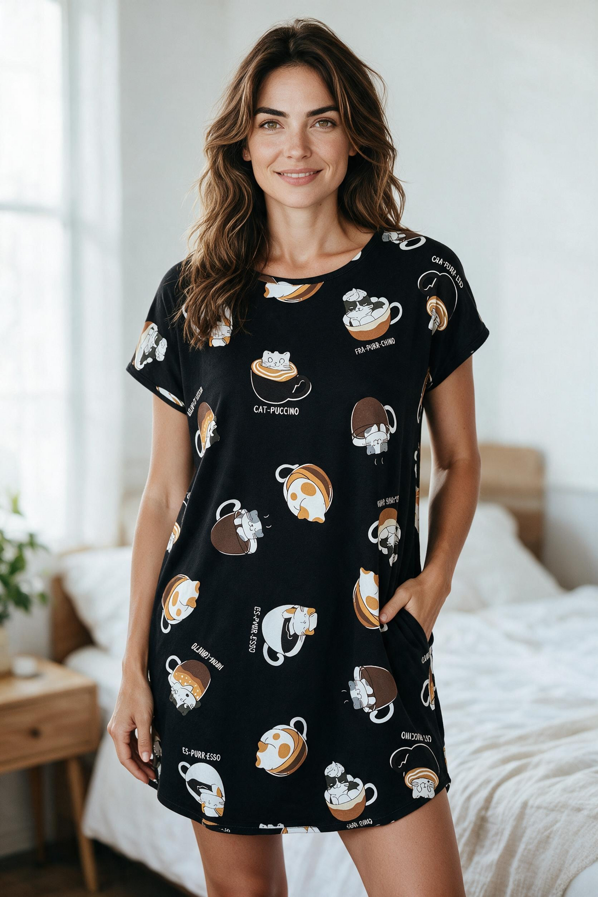 Sleep Shirt Cat-Puccino