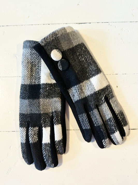 Gloves- Black Plaid