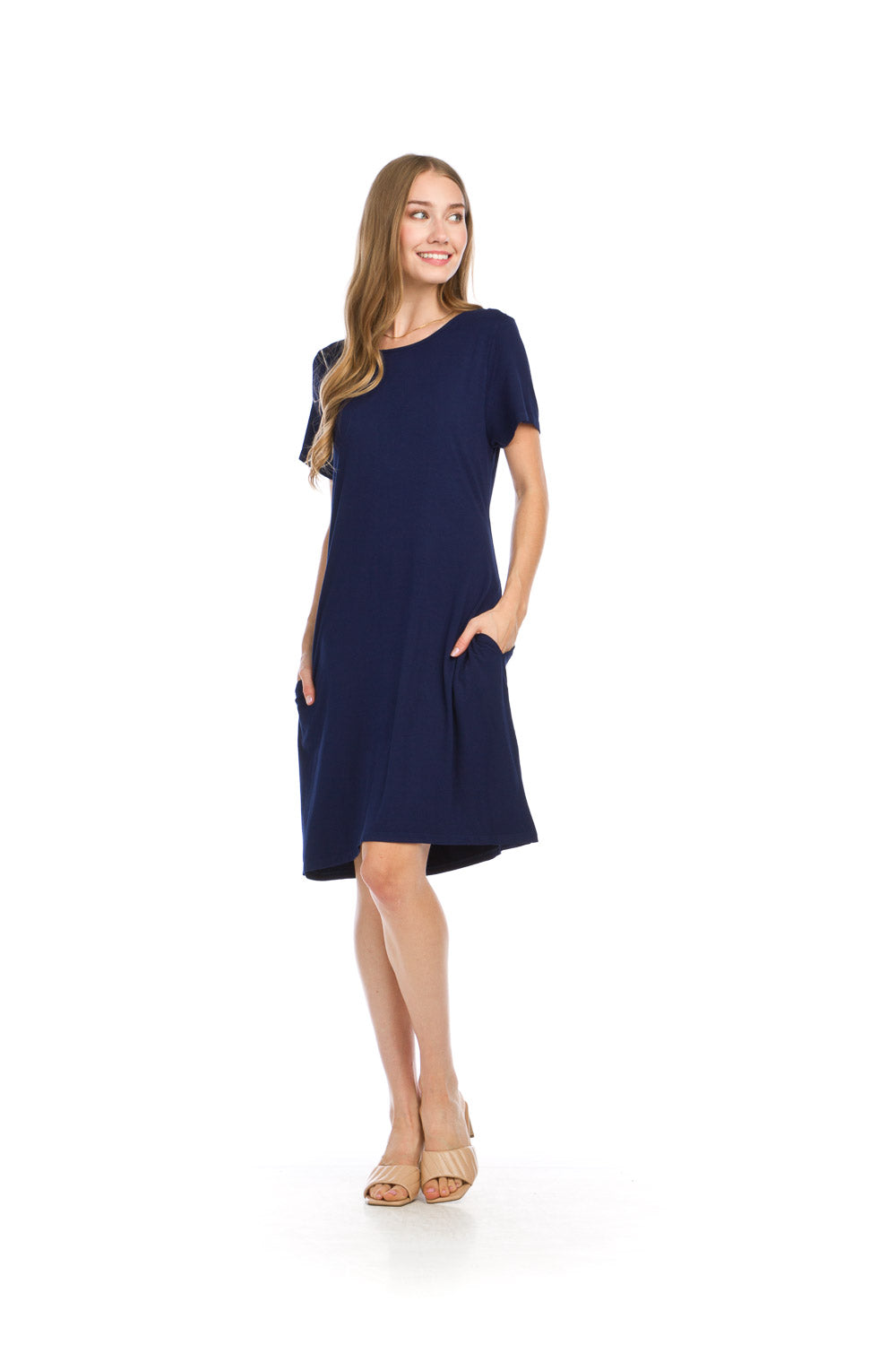 SALE Papillon PD16706 Navy Bamboo Knit T-Shirt Dress