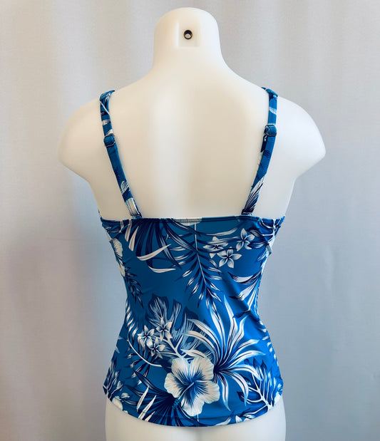 BS Blue Tropical Print Tankini Swim Top