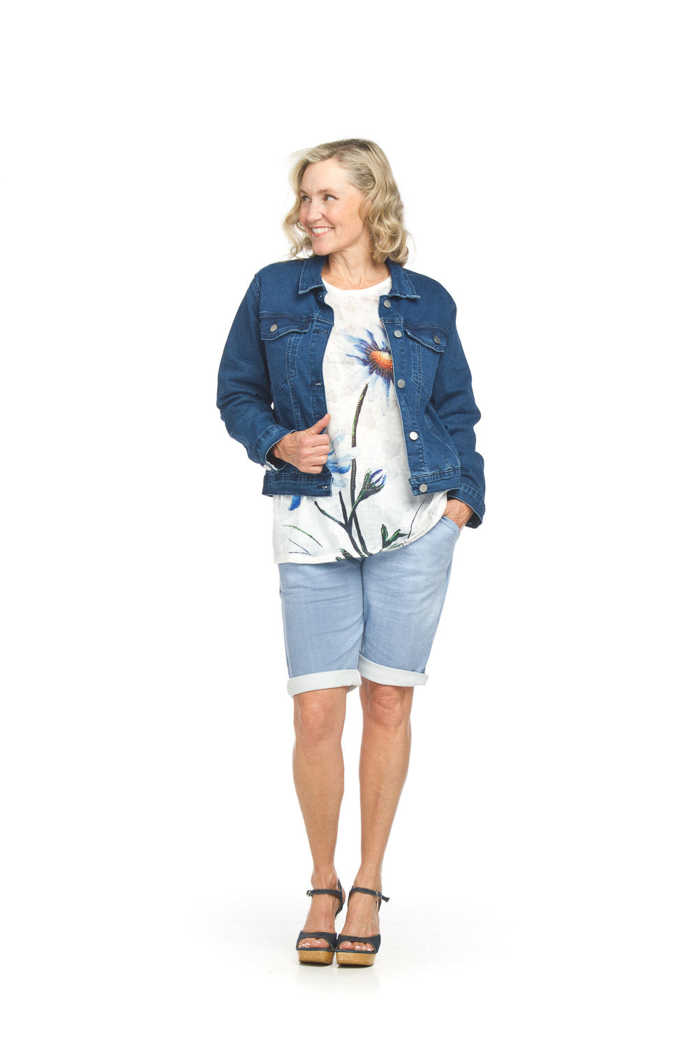 SALE Papillon PP18832 Dark Wash Stretch Cotton Blend Shorts