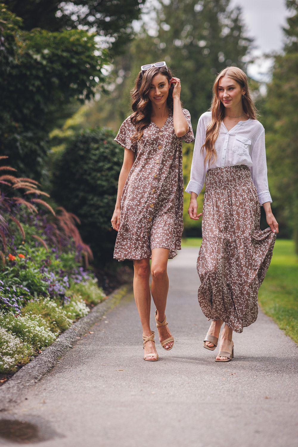 Papillon PD18562 Brown Floral Short Sleeve Button Up Dress