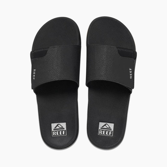 REEF MENS FANNING SLIDE BLACK/SILVER
