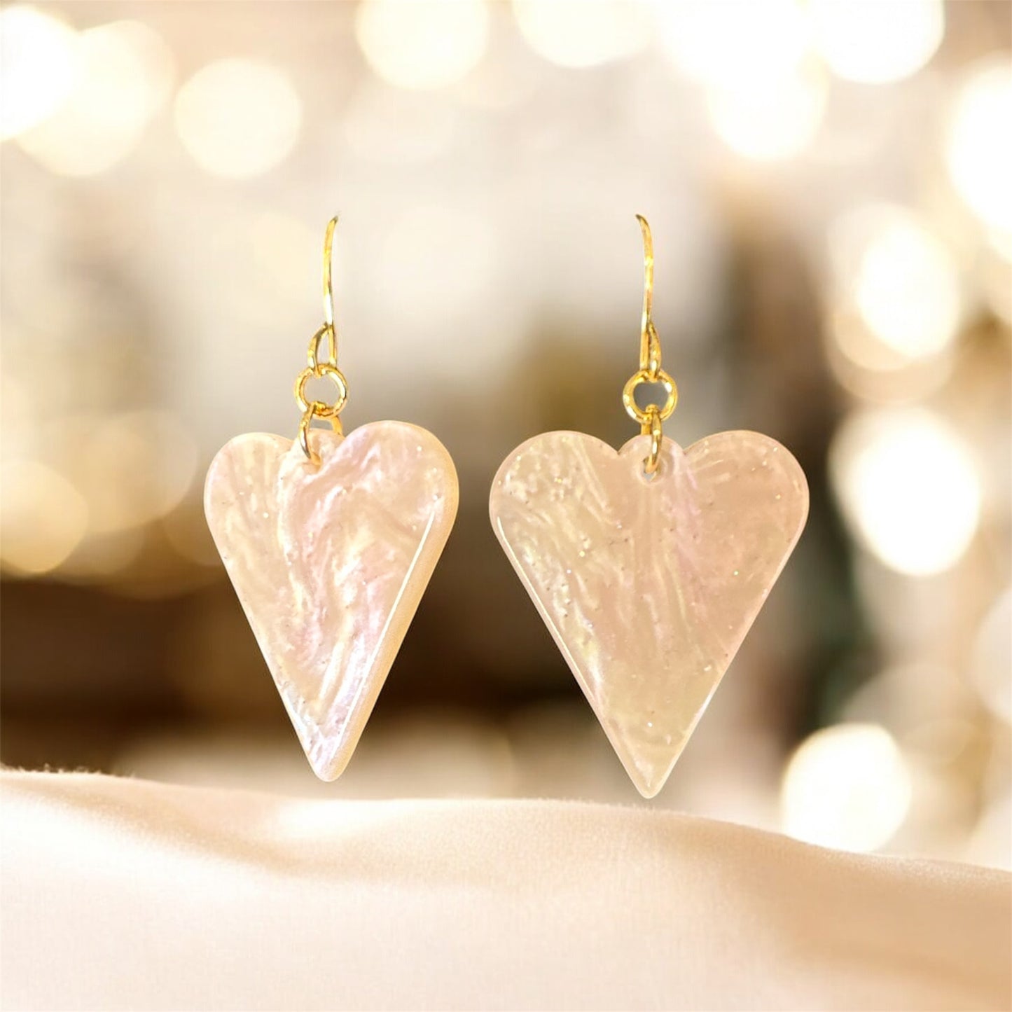 Pink Stone Heart Earrings