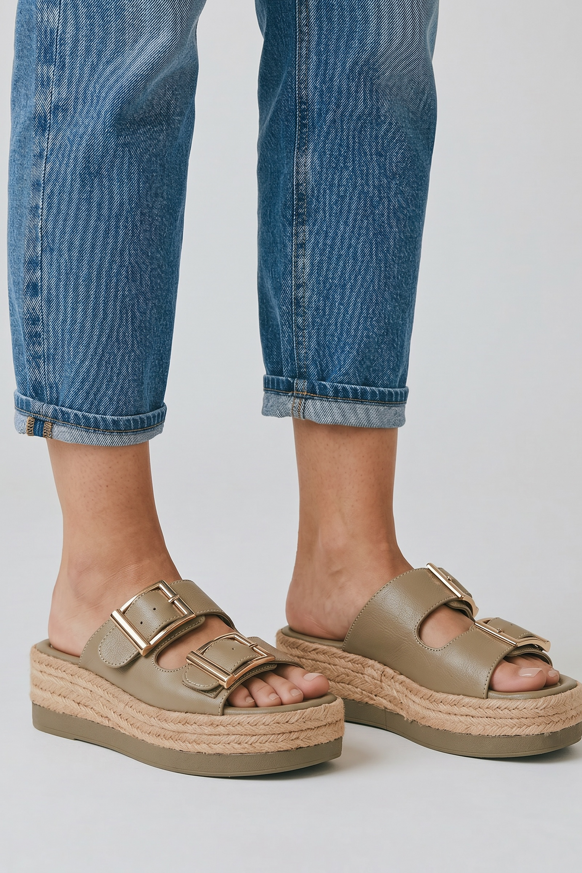 SALE Tyche Gianna Moss Platform Sandal with Buckles