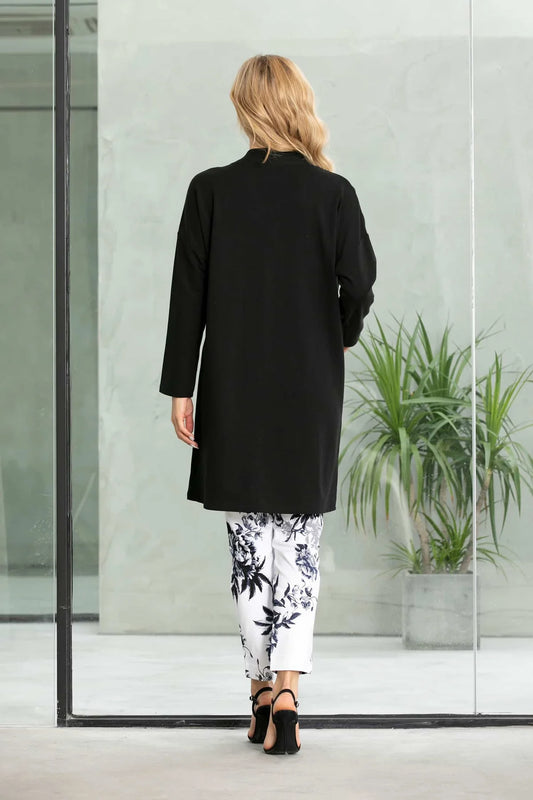 Fashion Village Bamboo Boyfriend Cardigan in Black