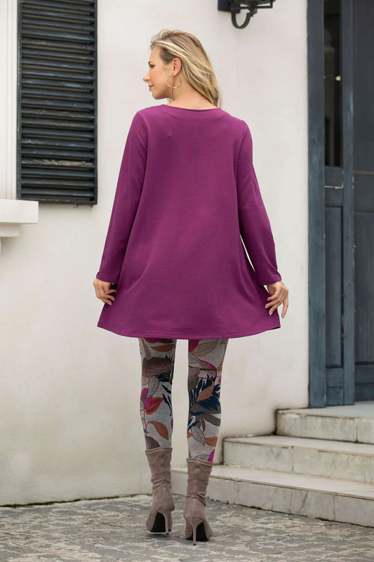 SALE Fashion Village Bamboo Baby French Terry Tunic with Zipper and Pockets in Magenta