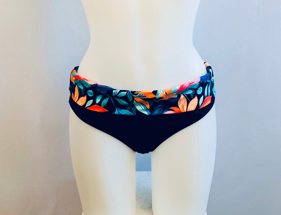BS Navy Bloom Mid Waist Swim Bottom
