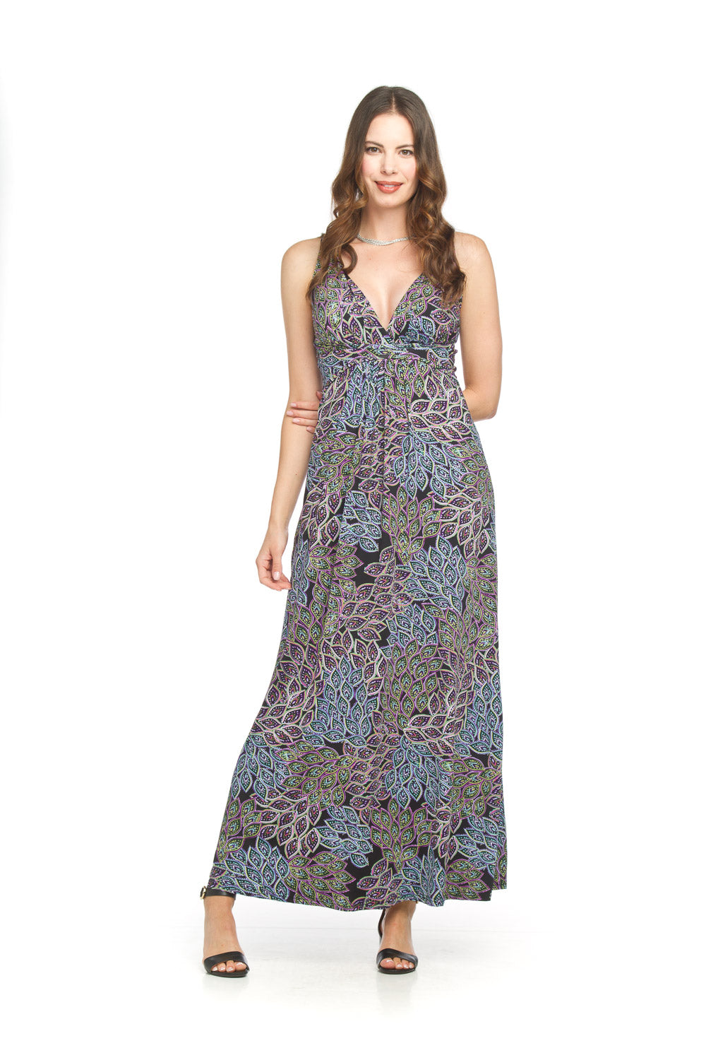 SALE Papillon PD18620 Peacock Printed Grecian Maxi Dress