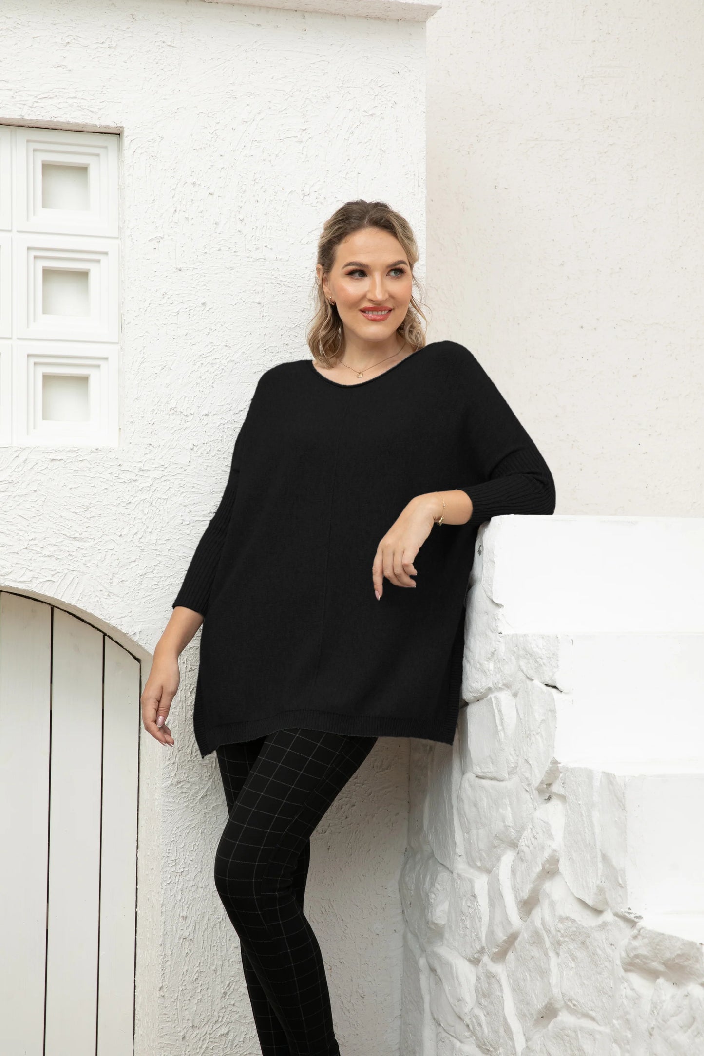 Fashion Island Cashmere Feel Sweater in Black