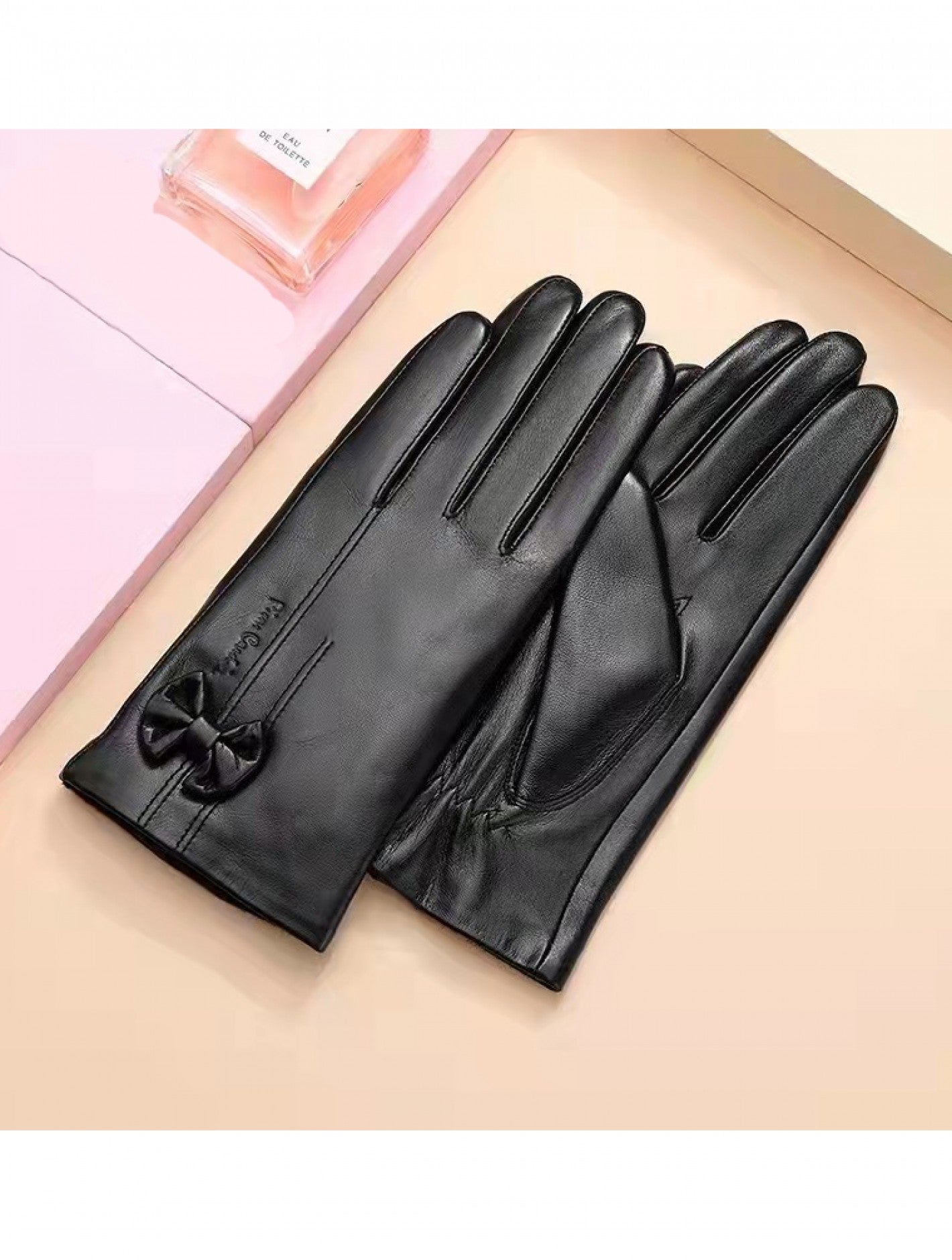 Gloves- Black Leather with Bow