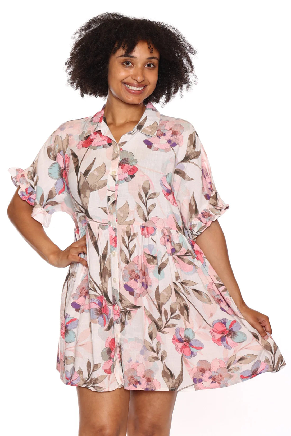 Papa Blush Bloom Relaxed Fit Mini Dress