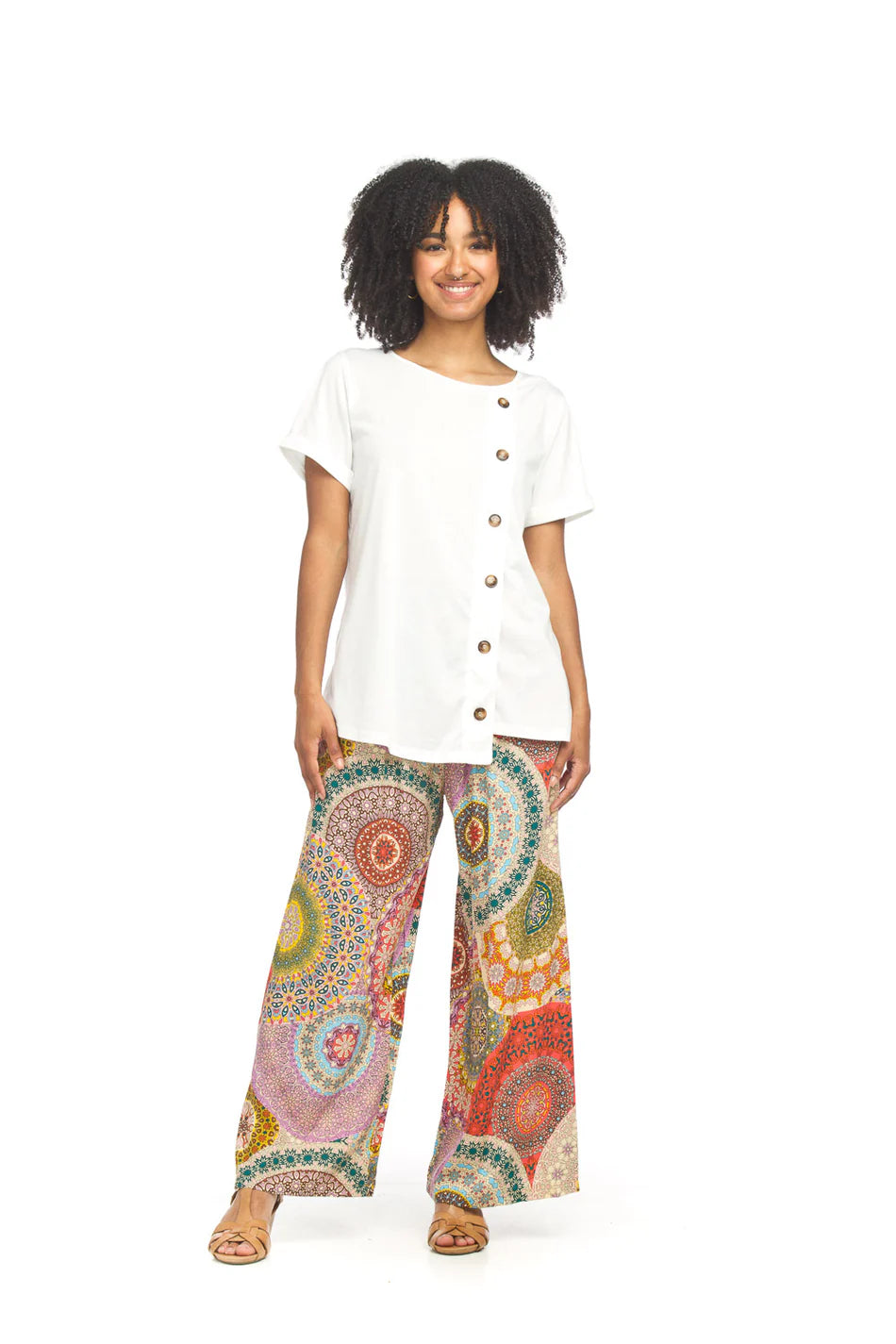 Papillon PT12059 White Button Detail Stretchy top