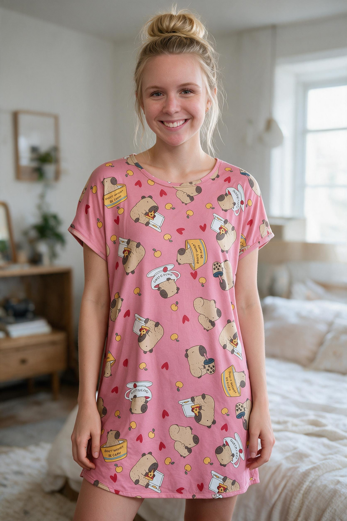 Sleep Shirt Don't Worry Be Capy