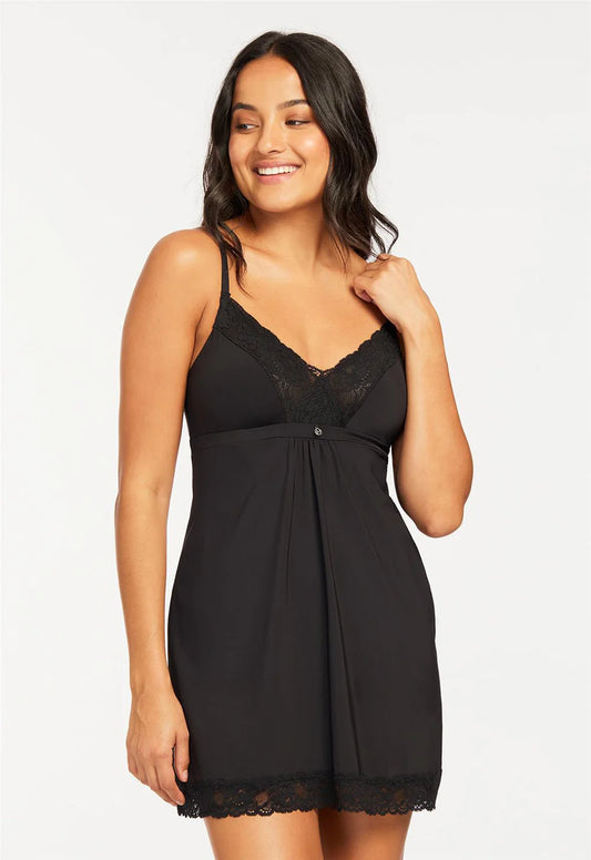 MONTELLE Bust Support Chemise With Cup Insert in Black