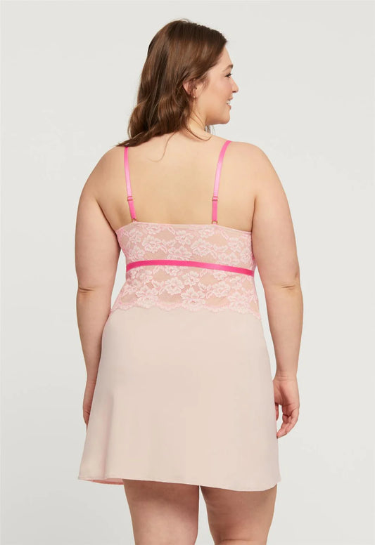 Montelle 9518 Pillow Talk Bust Support Chemise in Champagne/Rosebloom