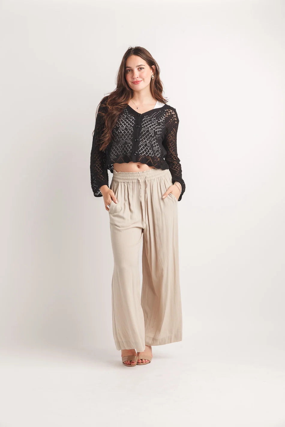 Papillon ST20211 Black Lightweight Pointelle Cardigan