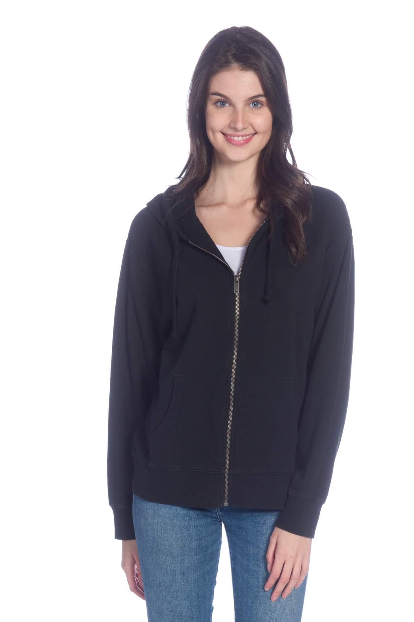 DKR Long Sleeve Full Zip Hooded Jacket with Pockets in Black