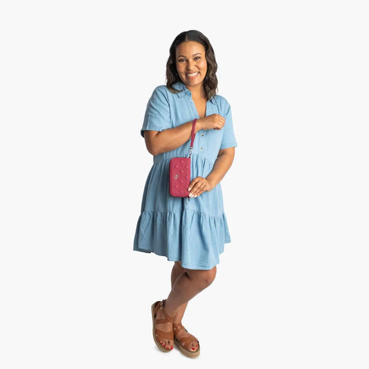 LUG Whirly Matte Luxe VL RFID Wristlet Wallet in Rosewood Red