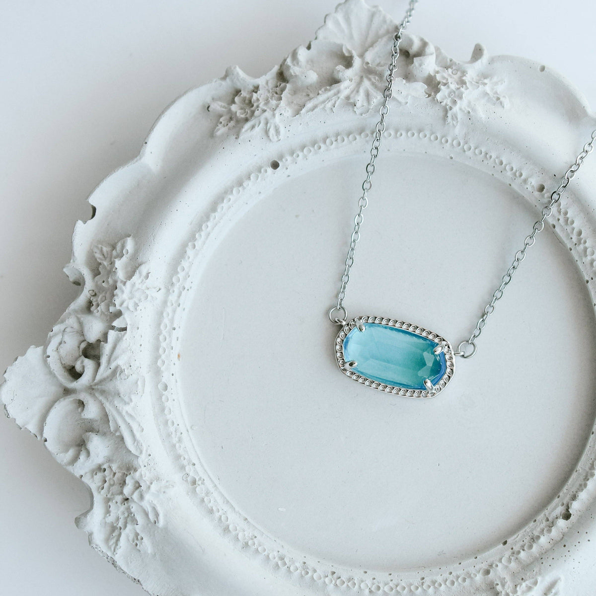 Sofia Necklace: Silver / Sky Blue