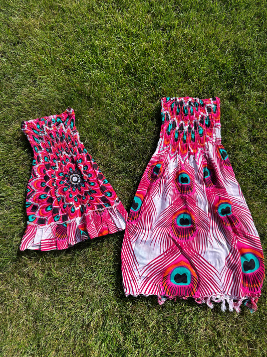 Youth Pink Peacock Sundresses