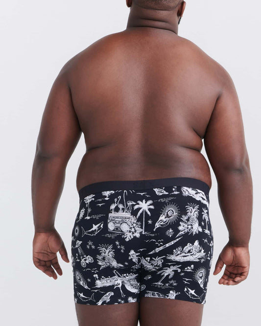 SAXX Ultra Super Soft Fly Boxer Brief in Black Astro Surf and Turf