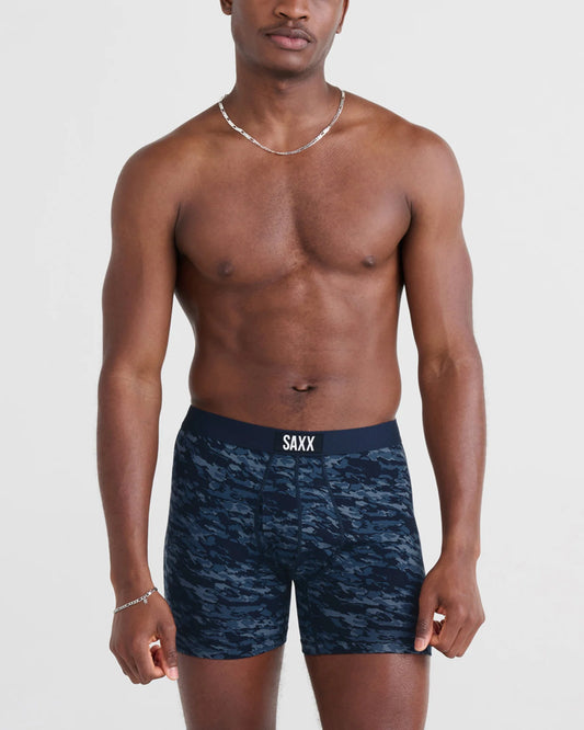 SAXX Ultra Super Soft Fly Boxer Brief in Basin Camo Navy
