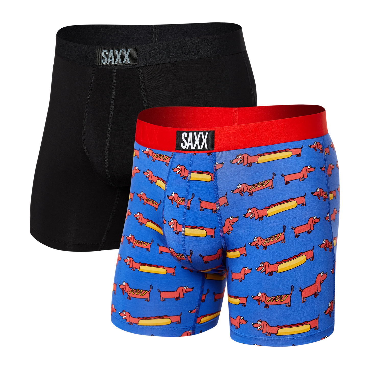 SAXX VIBE 2-PACK SUPER SOFT Boxer Brief / Weiner Dog/Black