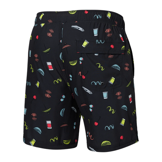 SAXX STRETCH VOLLEY Swim Shorts 7" / Twists and Shots-Faded Blk