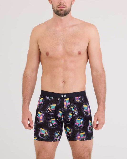 SAXX Vibe Xtra Soft Comfort Soft Comfort Boxer Brief 6" Beercade-Black