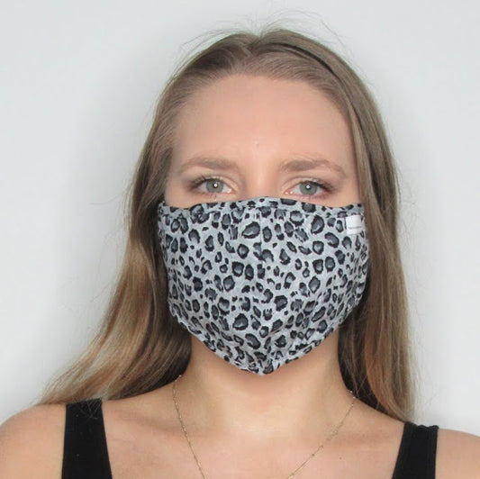Adult Leopard Cotton Mask with Adjustable Ear Pieces