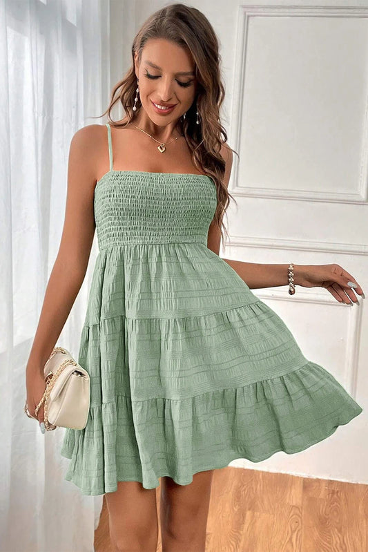 IG Green Spagetti Strap Textured Dress