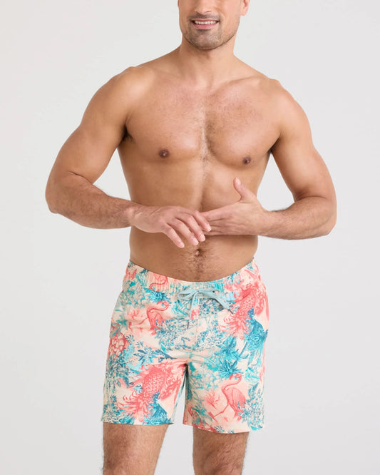 SAXX Oh Buoy 2N1 Stretch Swim Volley 7" with liner in Vacation Collage