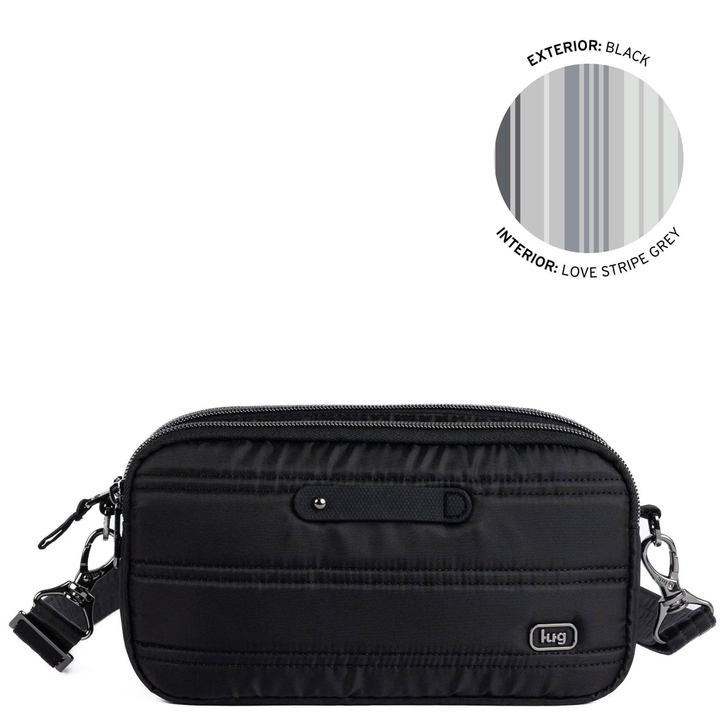 LUG Coupe XL Plus Convertible Crossbody Bag with Charm Bar: BLACK
