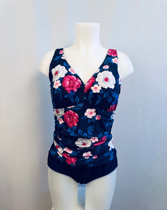 BS Swimwear Navy Romantic Roses Sculpting One Piece