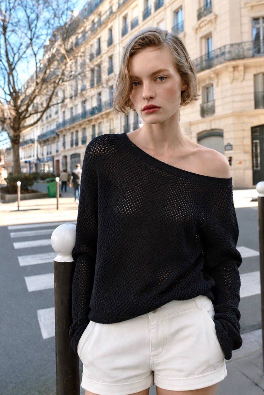 Open Knit Pre Fall Pullover : Ecru