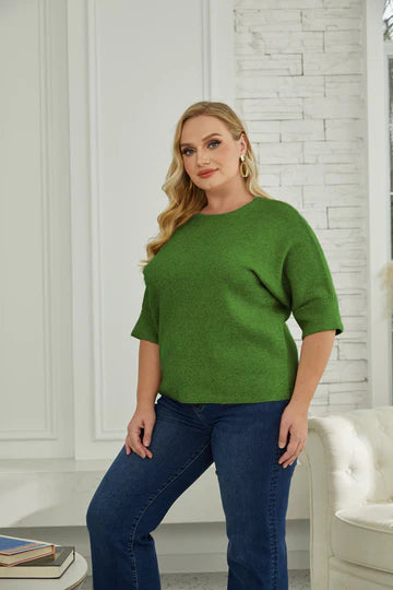 Fashion Village Elbow Cuff Sweater in Green