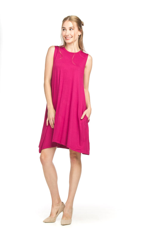 Papillon PD14518 Magenta Aline Bamboo Dress with Pockets
