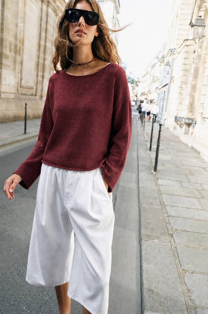 Lightweight Knit Boatneck Fall Sweater: Royal Blue