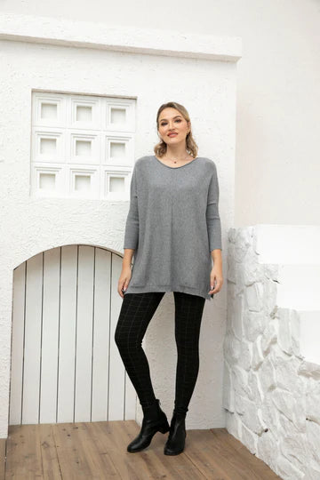 Fashion Island Cashmere Feel Sweater in Grey